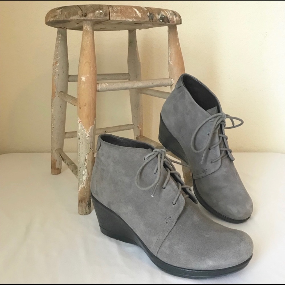 Grey Suede Dankso Wedge Booties